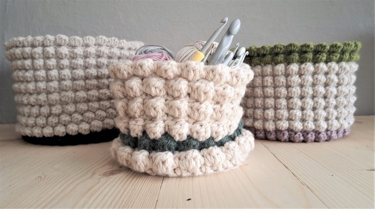 Beginner Bobble Basket Free Crochet Pattern